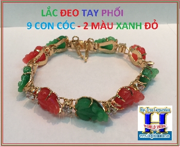 +Lắc Đeo Tay-9 Con Cóc,2 Màu Xanh Đỏ.