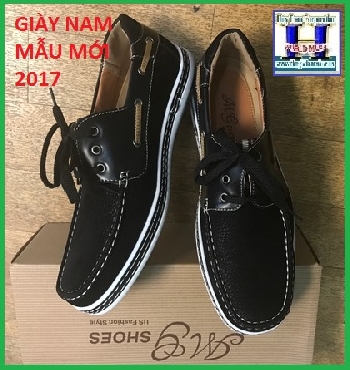 +  Giày Nam Mẫu Mới 2017 (Da Phối Sọc Đen)