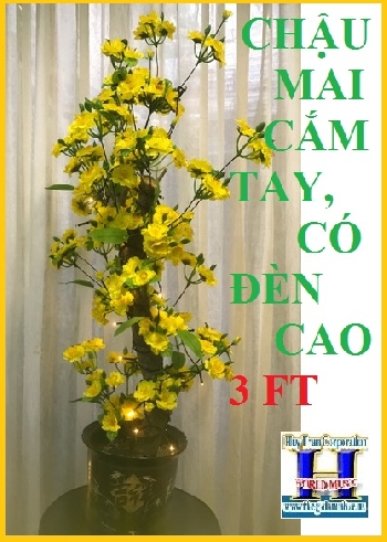 Chậu Mai Cắm Tay,Có Đèn Chớp (Cao 3FT)