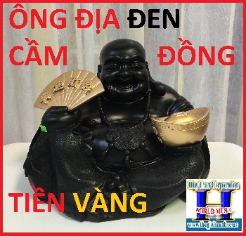 + Ông Địa Đen Cầm Đồng Tiền Vàng (Lớn)