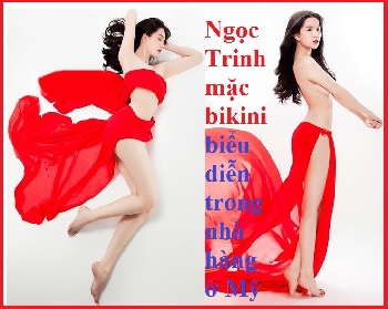 A-Ngọc Trinh mặc bikini biểu diễn trong nhà hàng Mỹ